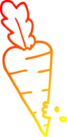 warm gradient line drawing of a cartoon carrot with bite marks png