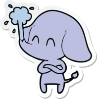 sticker van een schattige cartoonolifant die water spuit png