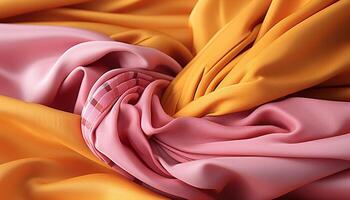 AI generated Smooth silk satin, vibrant colors, elegant wave pattern, luxurious backdrop generated by AI photo