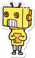 distressed sticker of a cartoon robot png