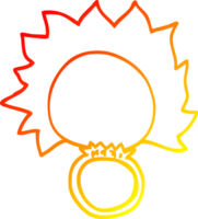 chaud pente ligne dessin de une dessin animé Feu Balle bague png