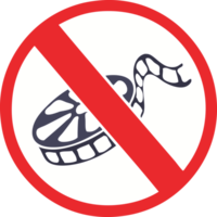 flat color retro cartoon of a no movies allowed sign png