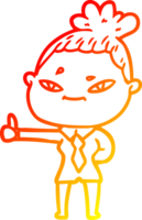 warm gradient line drawing of a cartoon woman png