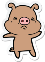 sticker of a cartoon angry pig png