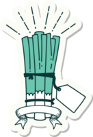 sticker of a tattoo style bunch of leeks png