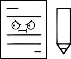 line drawing cartoon of a test paper png