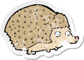 retro distressed sticker of a cartoon hedgehog png