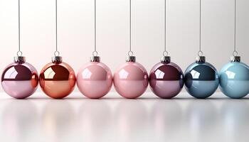 AI generated Christmas ornament decoration in winter season, shiny sphere background generated by AI photo