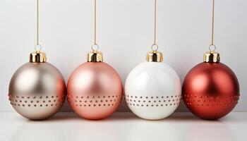 ai generado un brillante oro pelota decora el Navidad ornamento esfera generado por ai foto