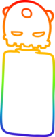 rainbow gradient line drawing of a cartoon robot png