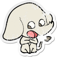 distressed sticker of a cute cartoon elephant png