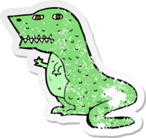 retro distressed sticker of a cartoon dinosaur png