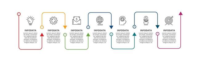 creativo concepto para infografía con 7 7 pasos, opciones, partes o procesos. negocio datos visualización. vector