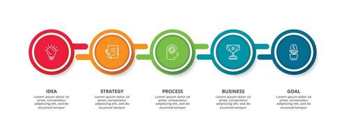 concepto creativo para infografía con 5 pasos, opciones, partes o procesos. visualización de datos comerciales vector