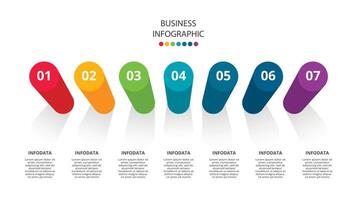 creativo concepto para infografía con 7 7 pasos, opciones, partes o procesos. negocio datos visualización vector