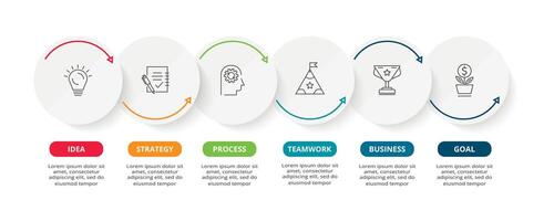 Creative concept for infographic with 6 steps, options, parts or processes. Business data visualization. vector