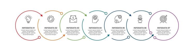 Creative concept for infographic with 7 steps, options, parts or processes. Business data visualization. vector