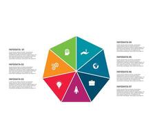 circulo elementos de grafico, diagrama con 7 7 pasos, opciones, partes o procesos. modelo para infografía, presentación. vector