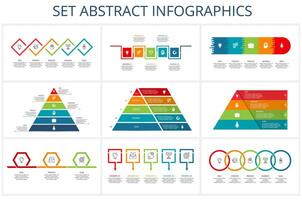 conjunto resumen elementos de grafico, diagrama con pasos, opciones, partes o procesos. modelo para infografía, presentación. vector