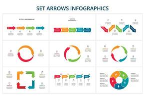 conjunto resumen flechas de grafico, diagrama con 2, 3, 4, 5 5 pasos, opciones, partes o procesos. vector negocio modelo para presentación