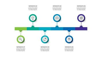 cronograma con 6 6 elementos, infografía modelo para web, negocio, presentaciones, vector ilustración