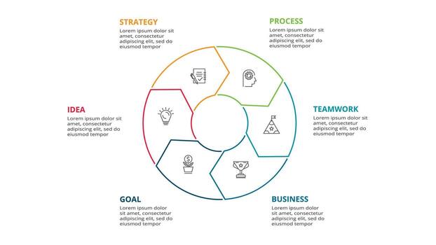 Creative concept for infographic with 6 steps, options, parts or processes. Business data visualization. vector