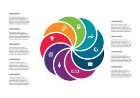 circulo elementos de grafico, diagrama con 9 9 pasos, opciones, partes o procesos. modelo para infografía, presentación. vector