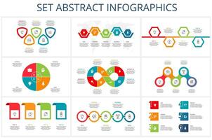 Set abstract elements of graph, diagram with steps, options, parts or processes. Template for infographic, presentation. vector