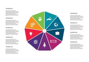 Circle elements of graph, diagram with 9 steps, options, parts or processes. Template for infographic, presentation. vector