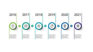 Timeline with 6 elements, infographic template for web, business, presentations, vector illustration