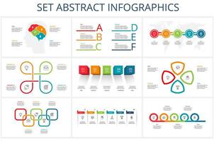 conjunto resumen elementos de grafico, diagrama con pasos, opciones, partes o procesos. modelo para infografía, presentación. vector