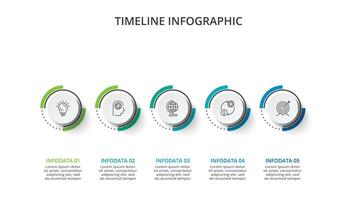 cronograma con 5 5 elementos, infografía modelo para web, negocio, presentaciones, vector ilustración