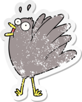 distressed sticker of a cartoon bird squawking png