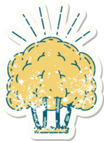 worn old sticker of a tattoo style tree png