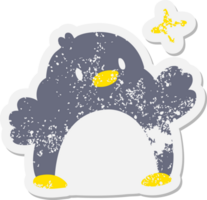 cute christmas penguin with star grunge sticker png