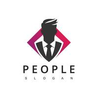 Businessman logo. business man in suit. Leadership vector logo for agency.