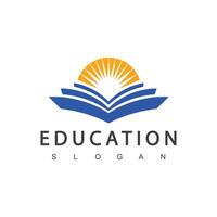 Education logo template . Rissing sun with book logo vector. vector