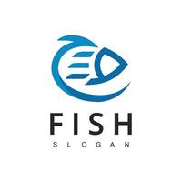 Fish logo design. Flat color marine vector icon.