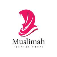 Muslim female in hijab Logo Fashion Woman Isolated On White Background. vector