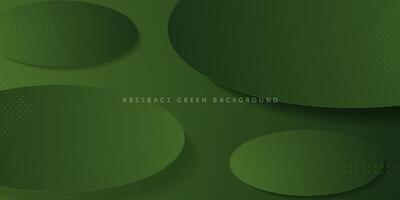 Abstract oval circle 3d background . Dark green color element design. Simple and modern with shadow layered 3d geometric concept. Eps10 vector