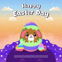 Vector flat illustration for happy easter day celebration