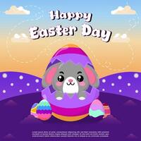 Vector flat illustration for happy easter day celebration