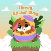 Vector flat illustration for happy easter day celebration