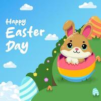 Vector flat illustration for happy easter day celebration