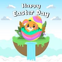 Vector flat illustration for happy easter day celebration