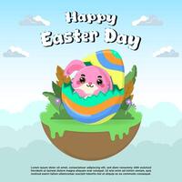 Vector flat illustration for happy easter day celebration