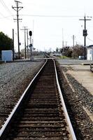 Marysville, CA, 2011 - Empty Rail Road Tracks Going Through Small Town photo