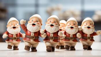 AI generated Cheerful men celebrate winter with small toy figurine collection generated by AI photo