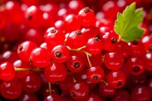 AI generated Red currant berries closeup. Generate Ai photo