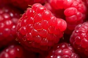 AI generated Macro raspberry closeup. Generate Ai photo